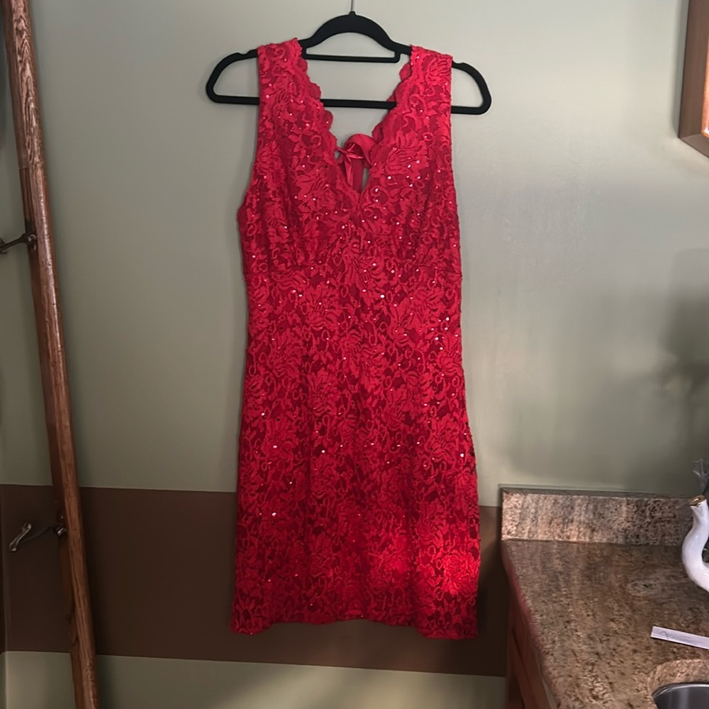 red shirt dress